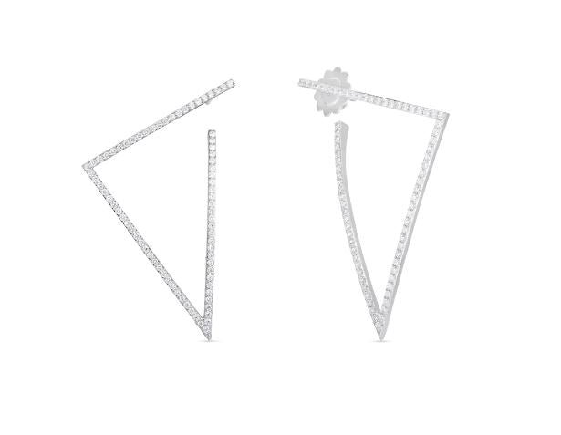 Roberto Coin 18K White Gold Diamond Triangle Drop Earrings
