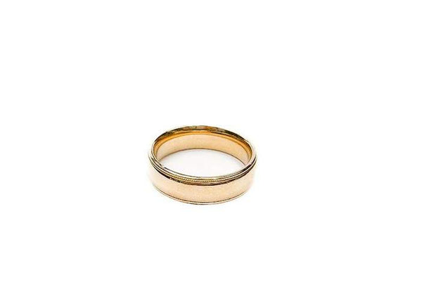 Pre-Owned 14K Yellow Gold Half Round Coin Milgrain(6mm)Band, Comfort Fit, (Ring Size 9)