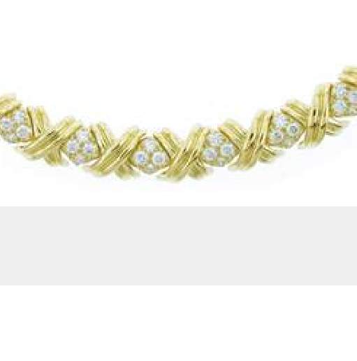 Tiffany And Co. 18K Yellow Gold ""X" Link  Diamond Choker Necklace