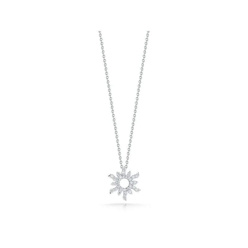 Roberto Coin 18K White Gold Diamond Sun Necklace
