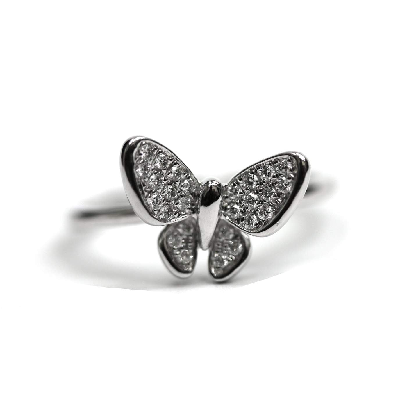 14K White Gold Diamond Butterfly Ring