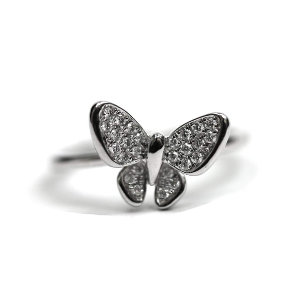 14K White Gold Diamond Butterfly Ring