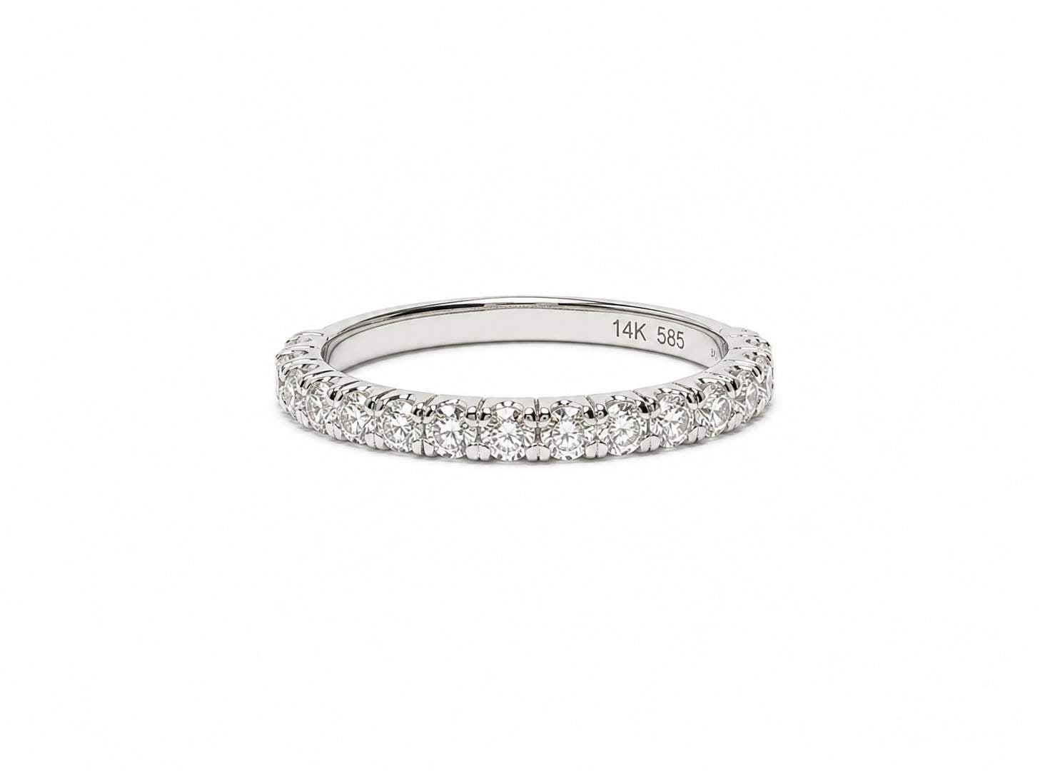 14K White Gold Diamond Wedding Band