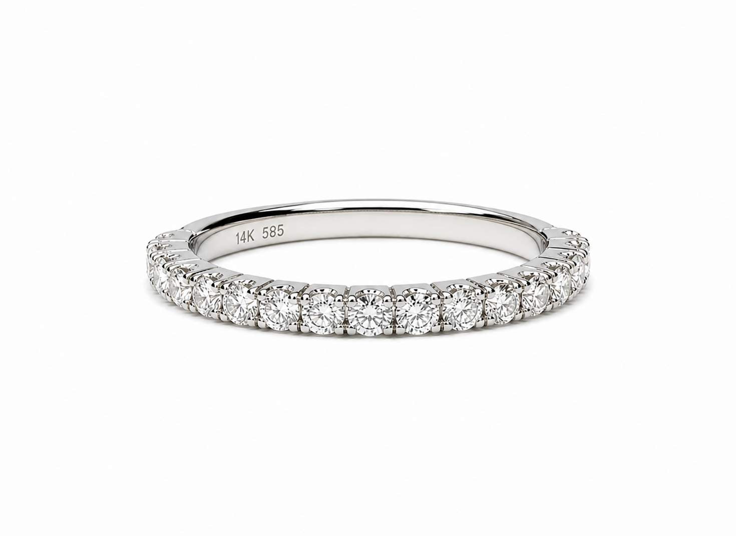 14K White Gold Diamond Wedding Band