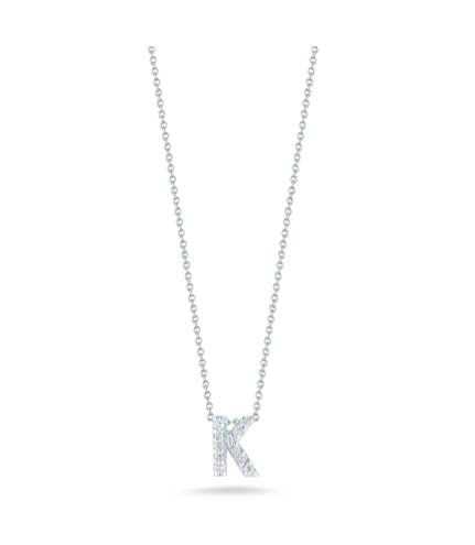 Roberto Coin 18K White Gold Diamond Letter K Necklace