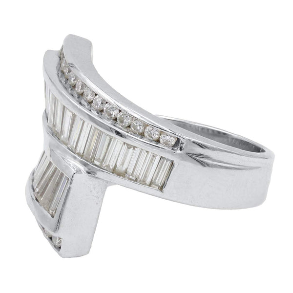 14K White Gold Diamond Bypass Ring