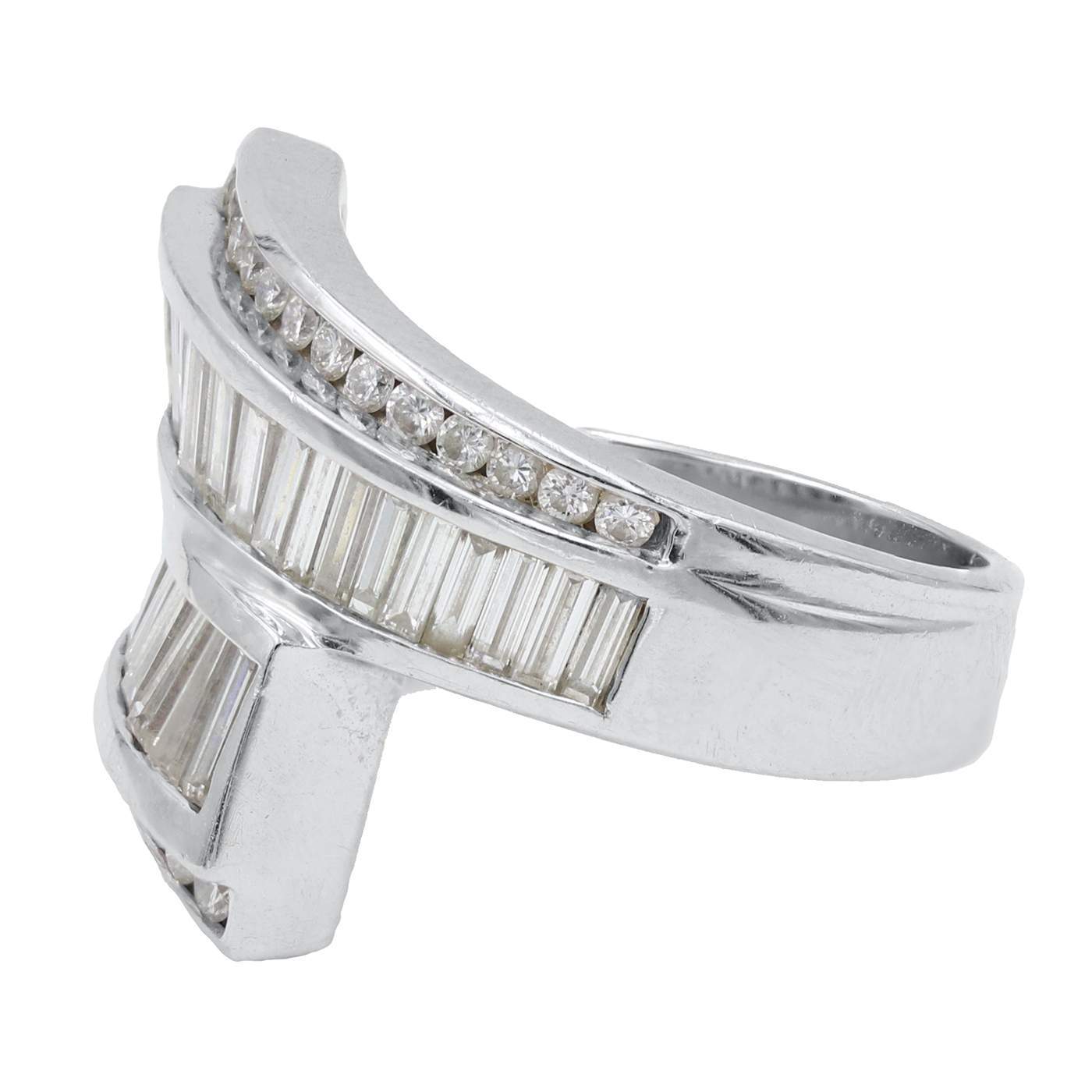 14K White Gold Diamond Bypass Ring