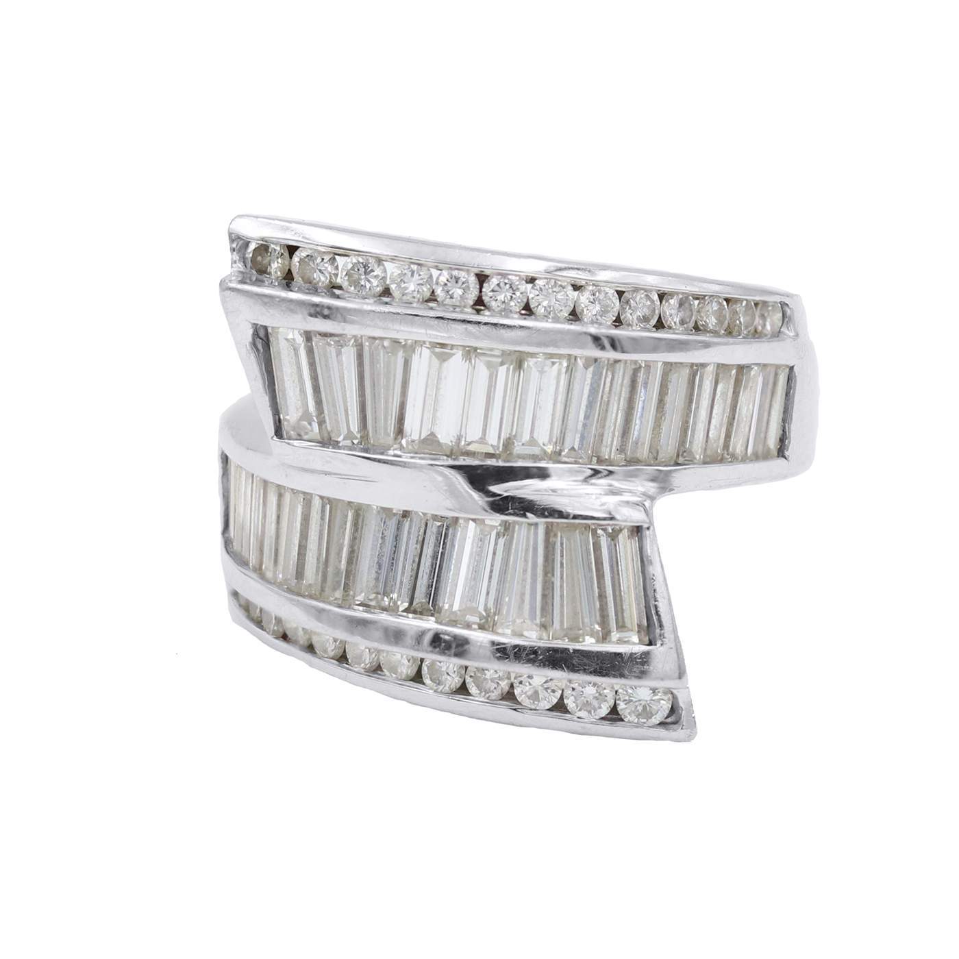14K White Gold Diamond Bypass Ring