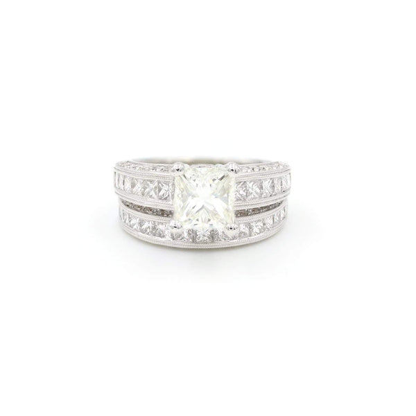 14K White Gold Princess Cut Diamond Engagement Ring Set