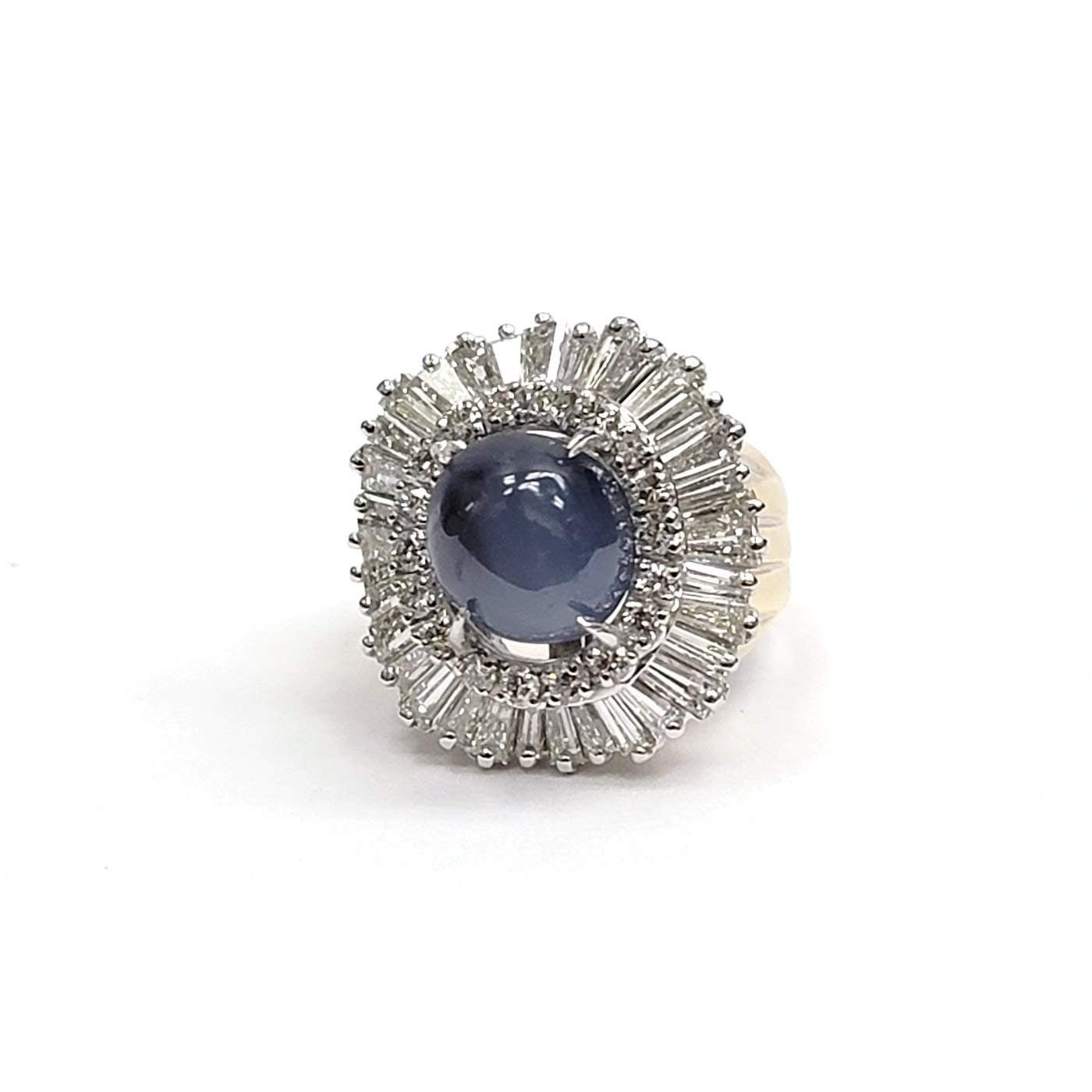 Platinum Star Sapphire and Diamond Ring