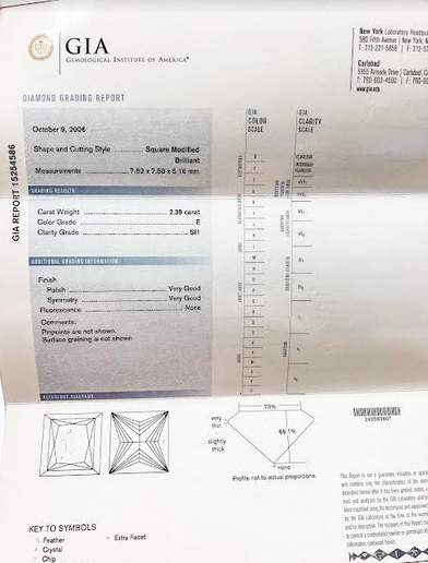 18K White Gold 2.39ct Princess Cut Diamond (E/SI1) Michael M Ring With 124D =~1.00ctw (GH/VS-SI), GIA Grading Report Provident Jewelery