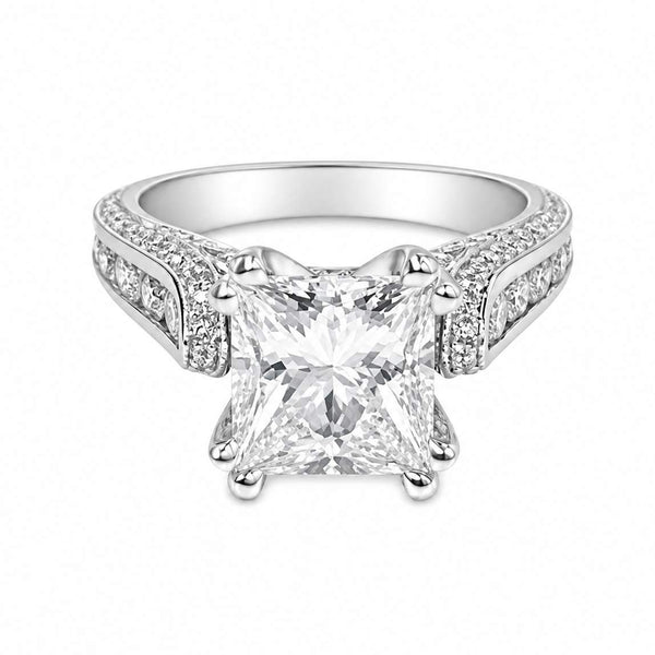 18K White Gold Princess Cut Diamond Engagement Ring