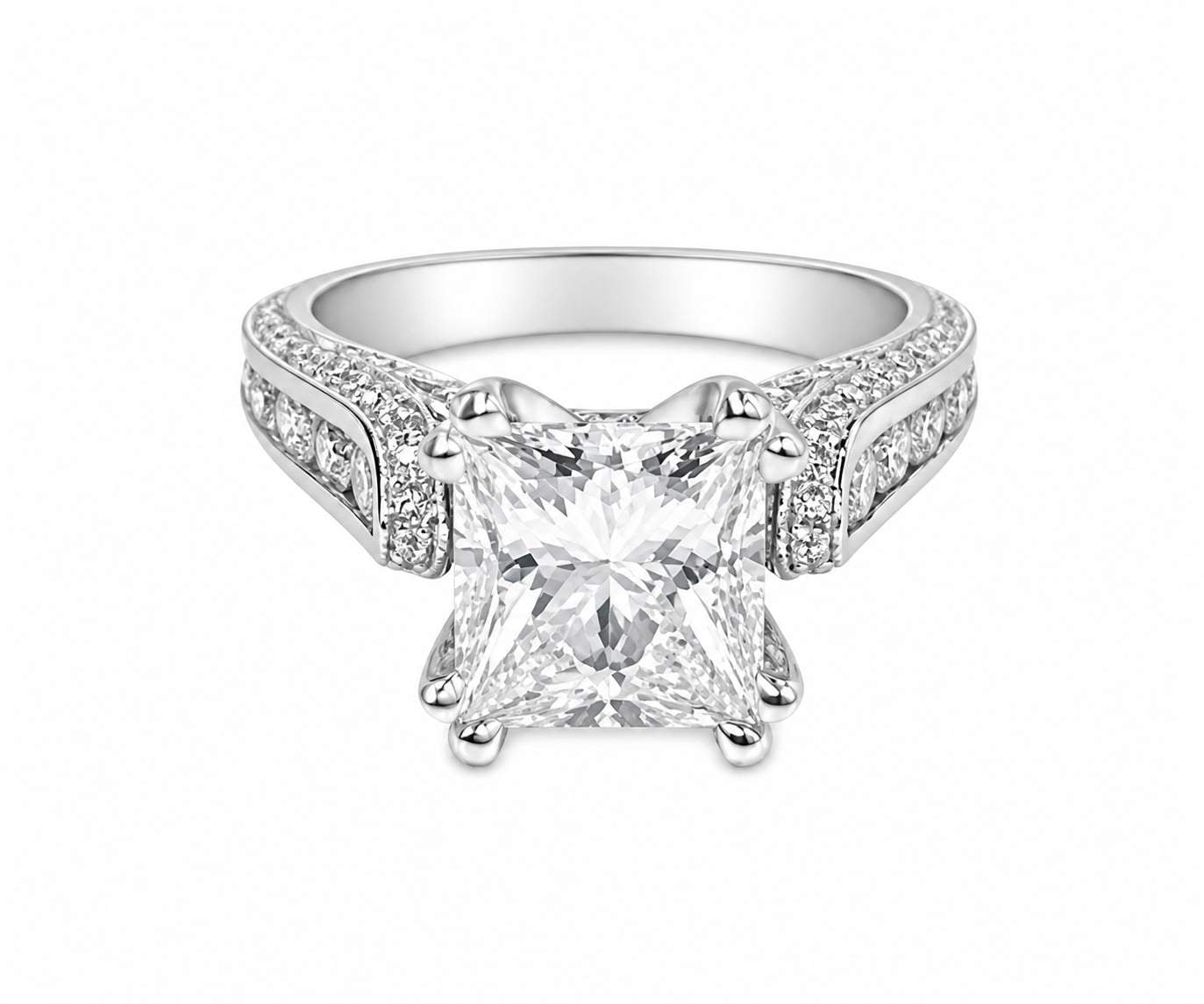 18K White Gold Princess Cut Diamond Engagement Ring