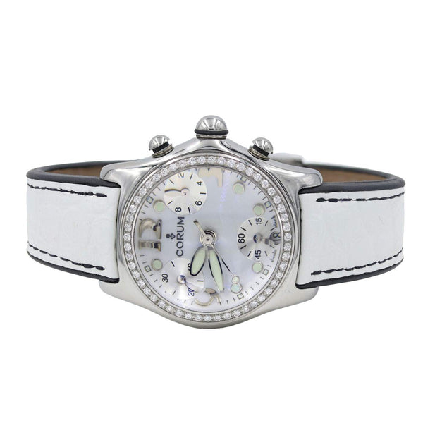 Corum Bubble 18K White Gold Manual Wind Leather Strap Watch