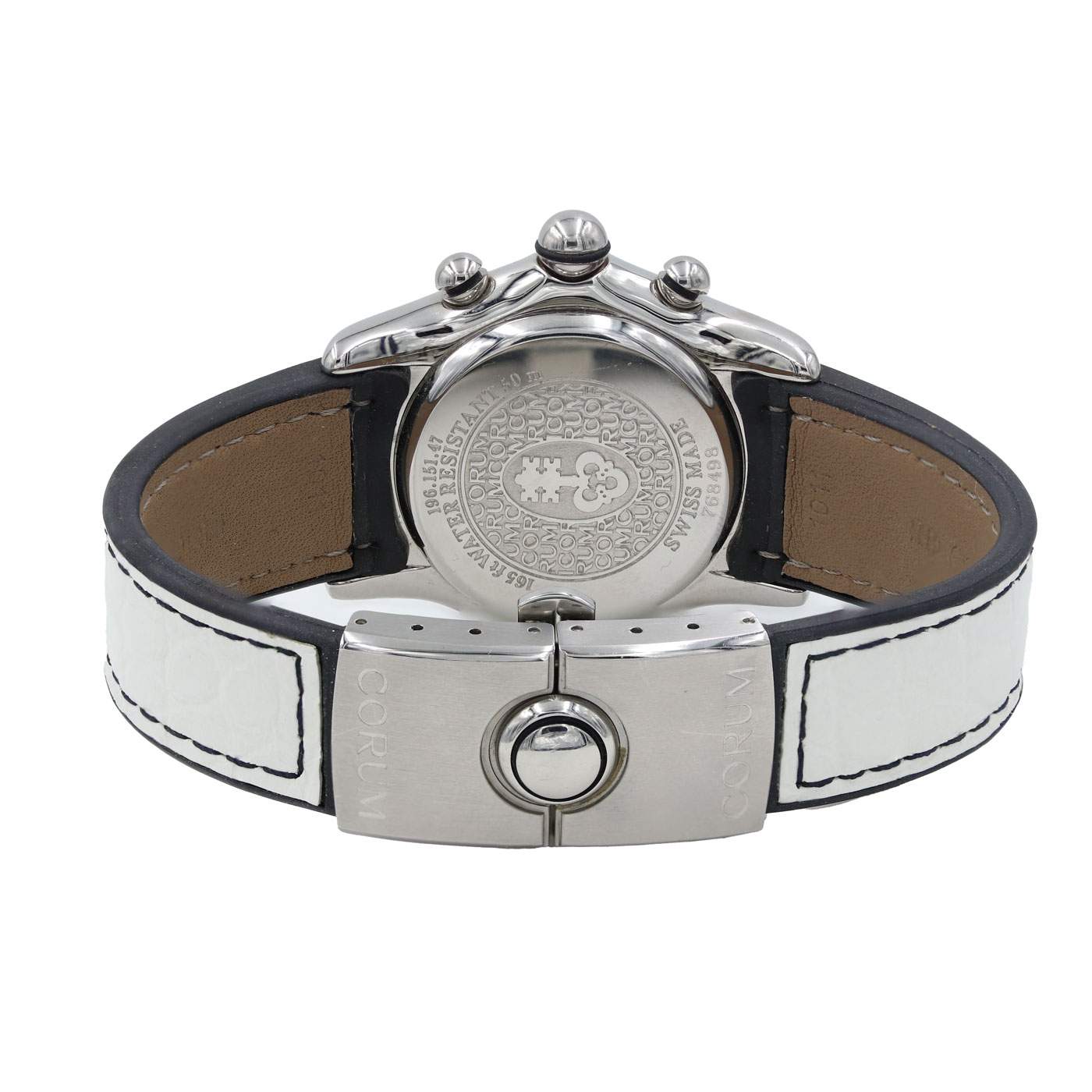 Corum Bubble 18K White Gold Manual Wind Leather Strap Watch