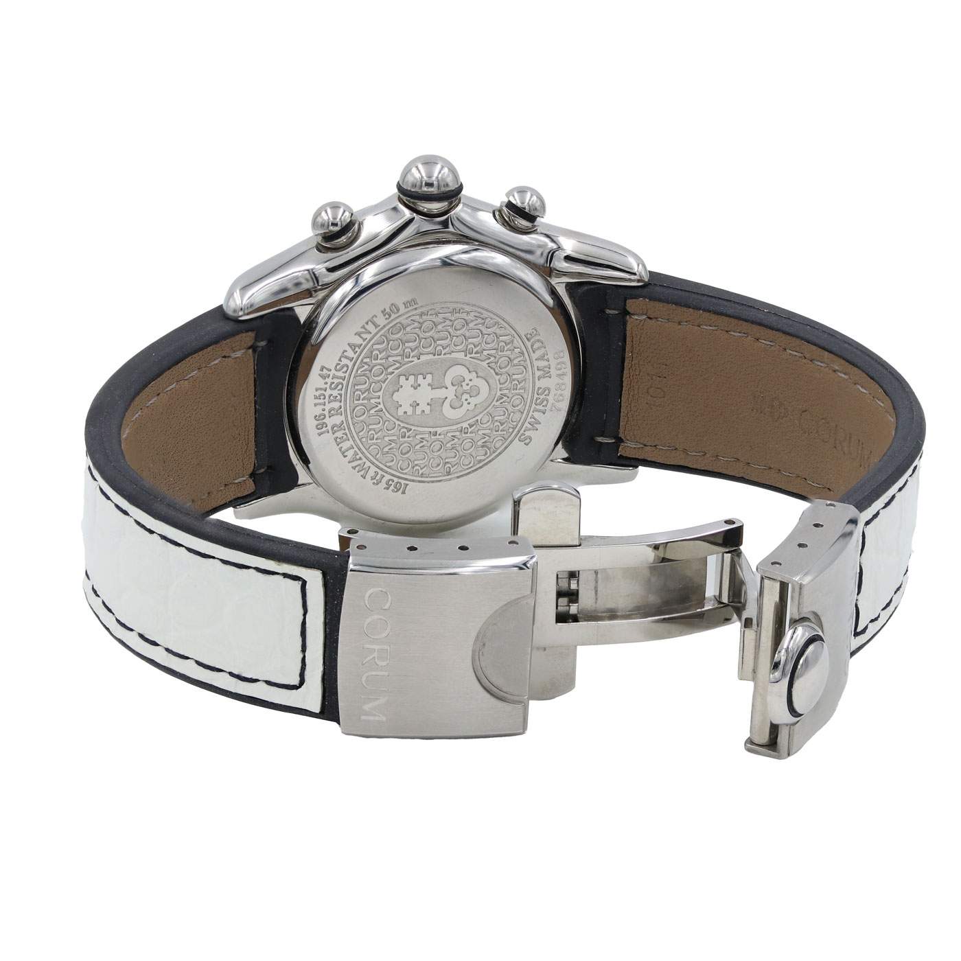 Corum Bubble 18K White Gold Manual Wind Leather Strap Watch