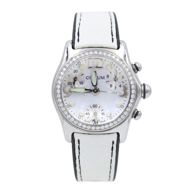 Corum Bubble 18K White Gold Manual Wind Leather Strap Watch