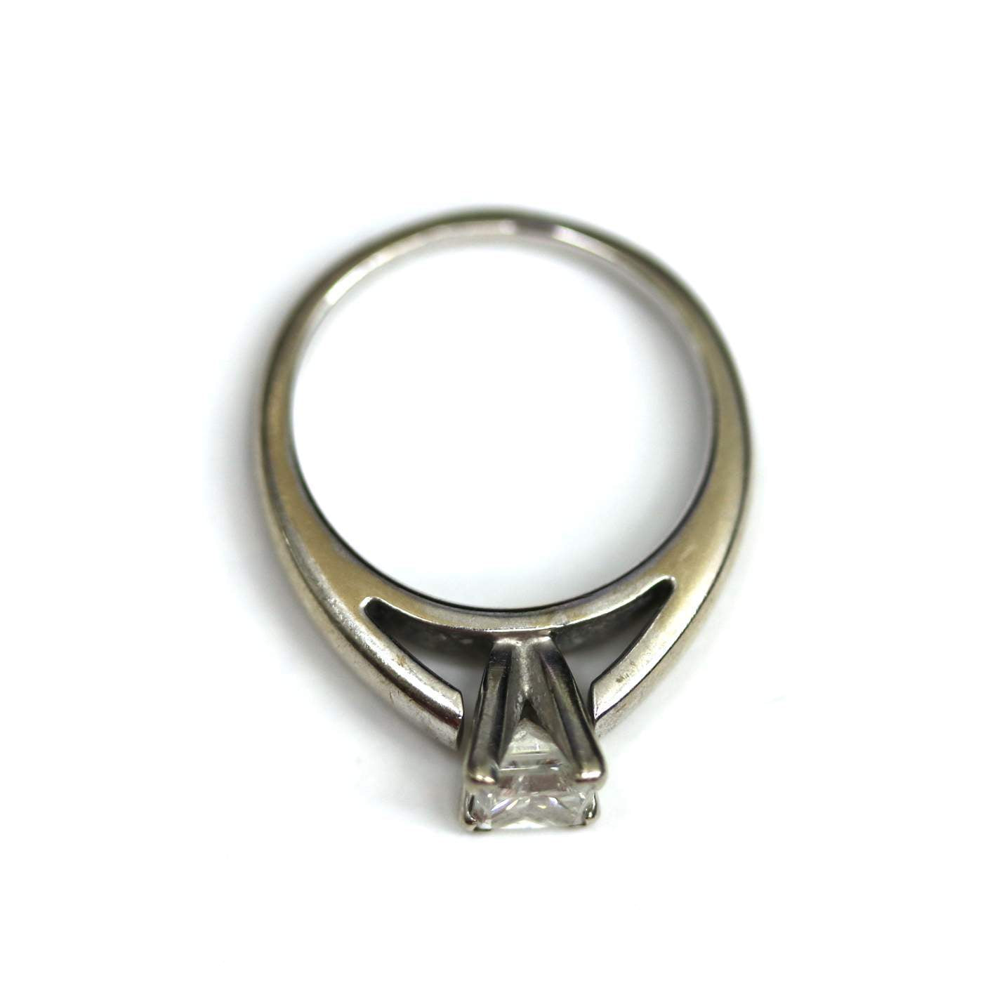 14K White Gold Princess Cut Diamond Solitaire Engagement Ring