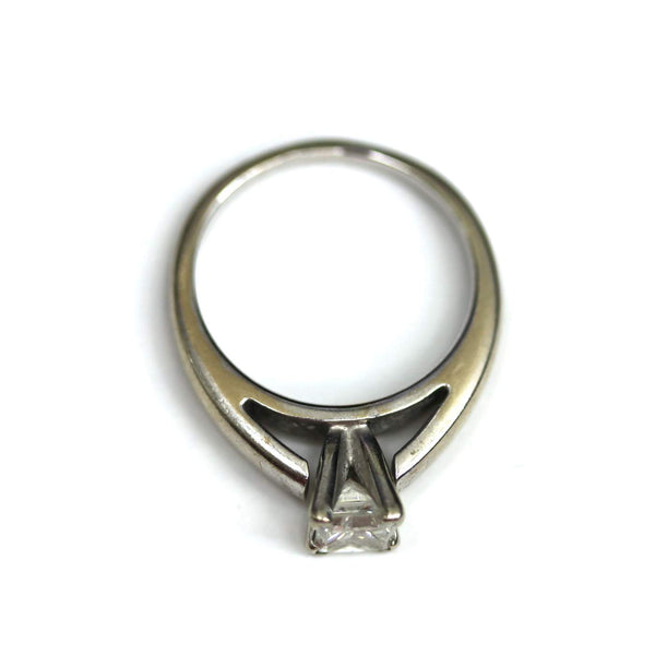 14K White Gold Princess Cut Diamond Solitaire Engagement Ring