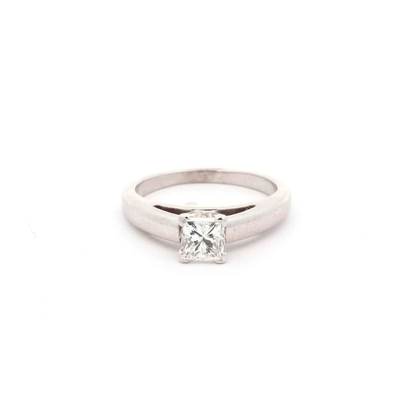 14K White Gold Princess Cut Diamond Solitaire Engagement Ring
