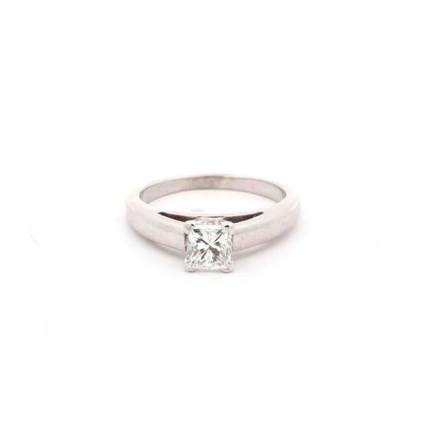 14K White Gold Princess Cut Diamond Solitaire Engagement Ring