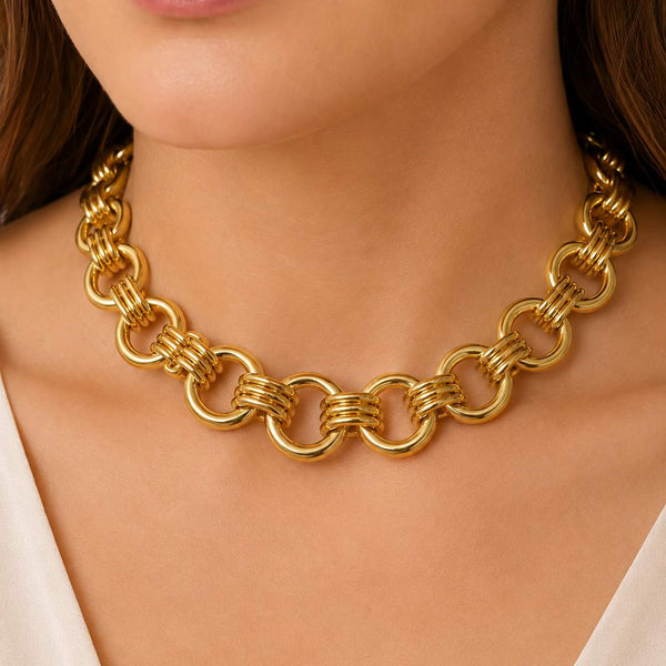 Tiffany & Co. 18K Yellow Gold Graduated Round Link Necklace 16"
