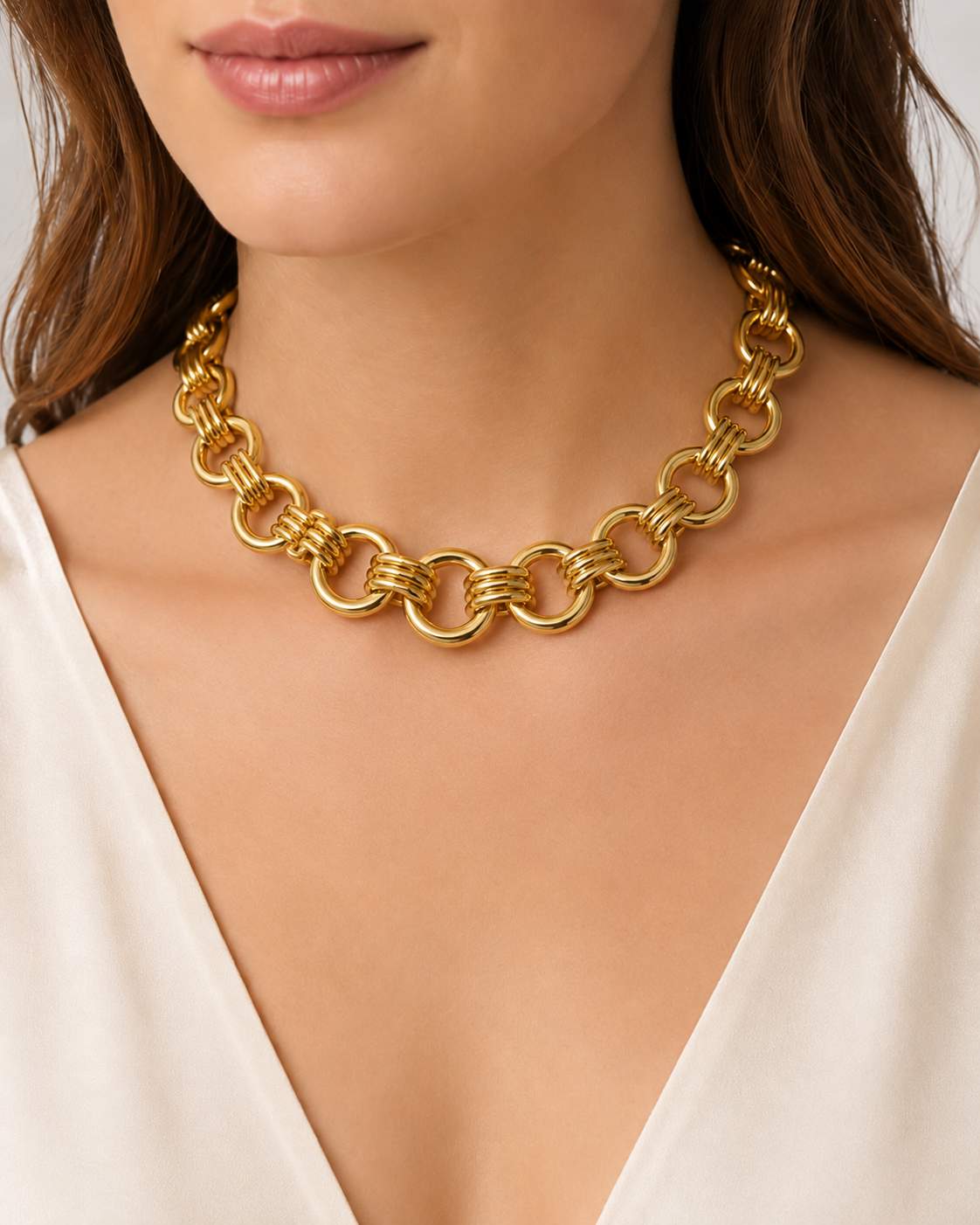 Tiffany & Co. 18K Yellow Gold Graduated Round Link Necklace 16"