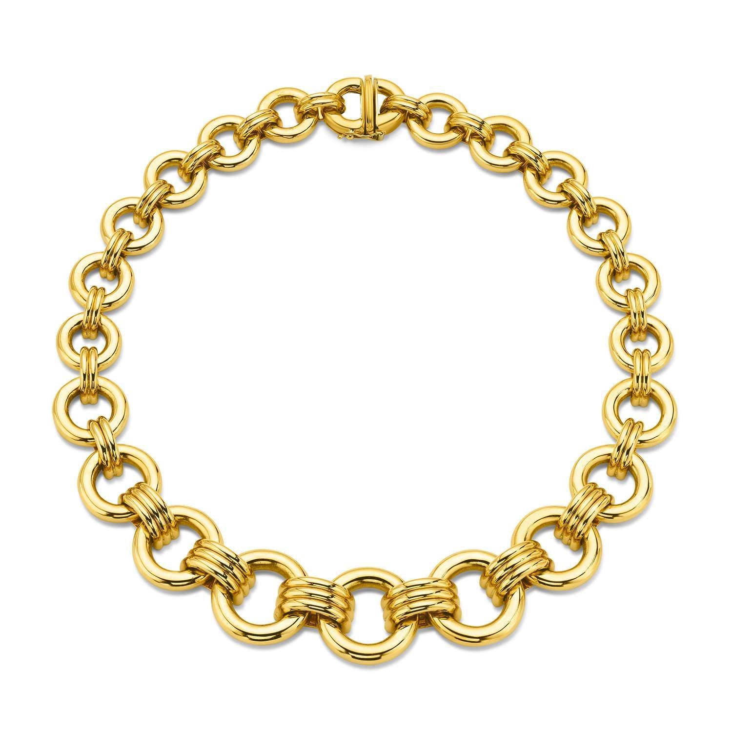 Tiffany & Co. 18K Yellow Gold Graduated Round Link Necklace 16"