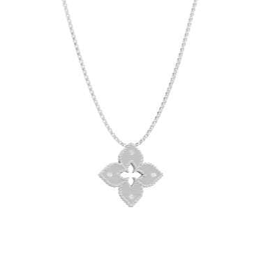 Roberto Coin 18k  White Gold Petite Venetian Princess Necklace. D=0.06ctw