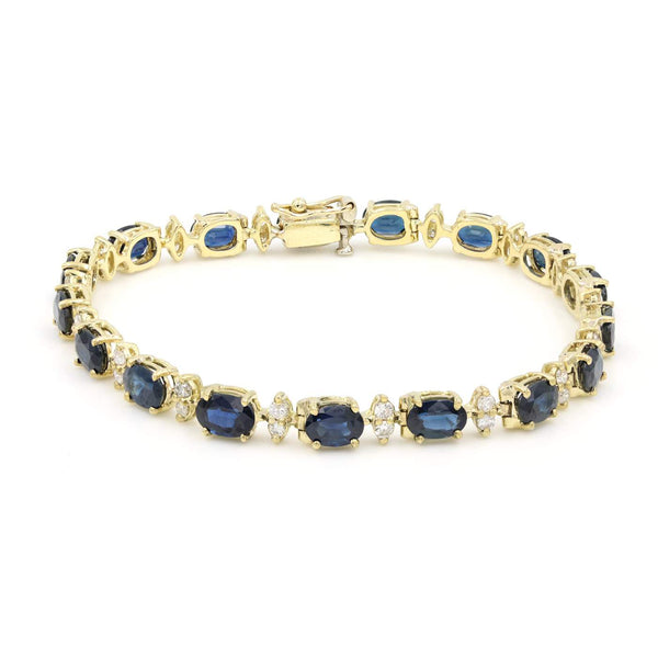 18K Yellow Gold ~9.00Ctw Sapphire And ~1.00Ctw Diamond  6 3/4" Bracelet,