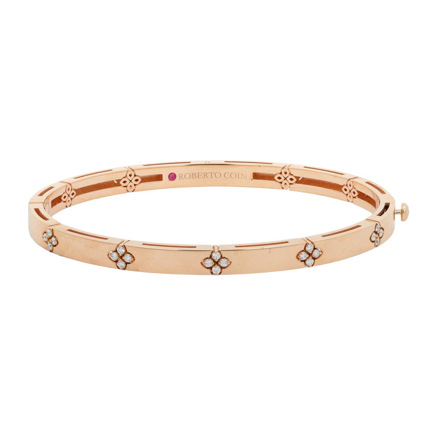 Roberto Coin 18k Rose Gold 0.15ctw Diamond Love In Verona Bangle Bracelet Provident Jewelery