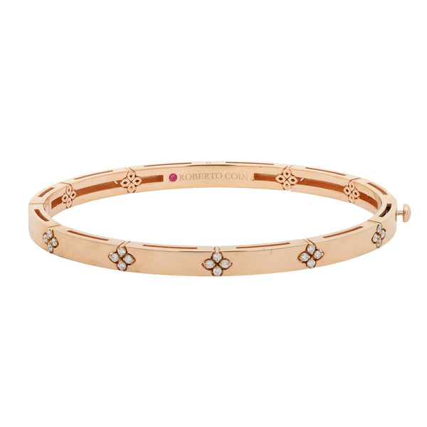Roberto Coin 18k Rose Gold 0.15ctw Diamond Love In Verona Bangle Bracelet Provident Jewelery