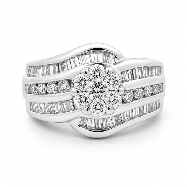 14K White Gold Diamond Cluster Ring