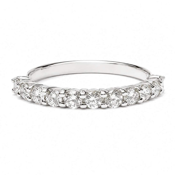 14K White Gold Shared Prong Diamond Wedding Band