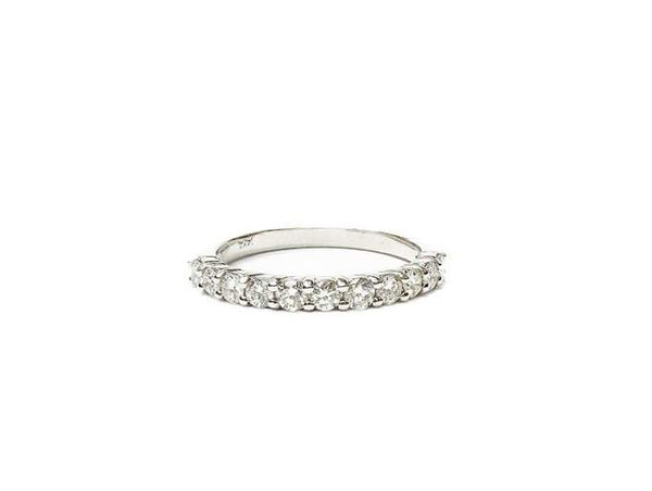 14K White Gold .50ctw Round Diamond Band, Shared Prongs, 11D=0.50ctw Provident Jewelery