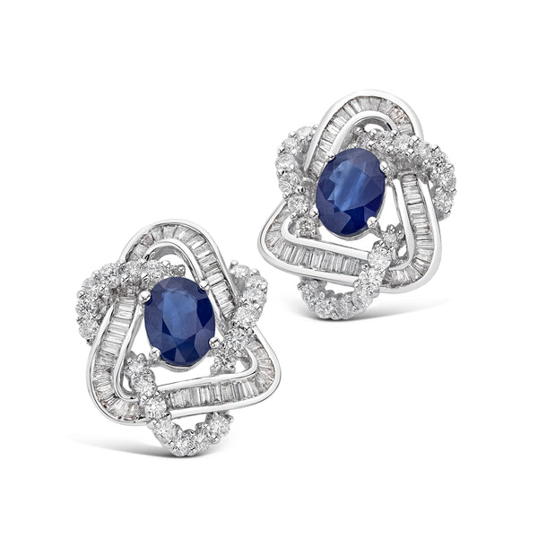 18K White Gold Sapphire and Diamond Earrings