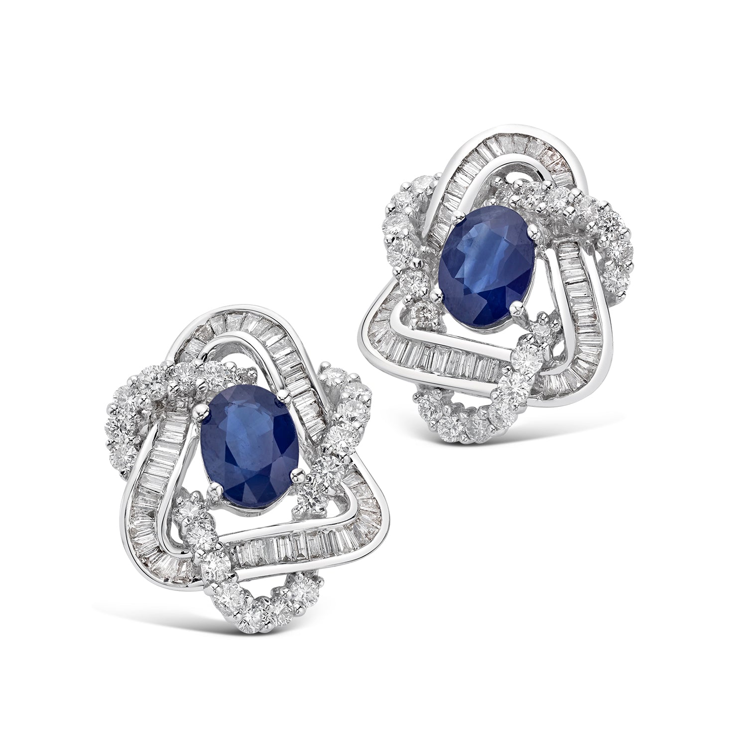 18K White Gold Sapphire and Diamond Earrings
