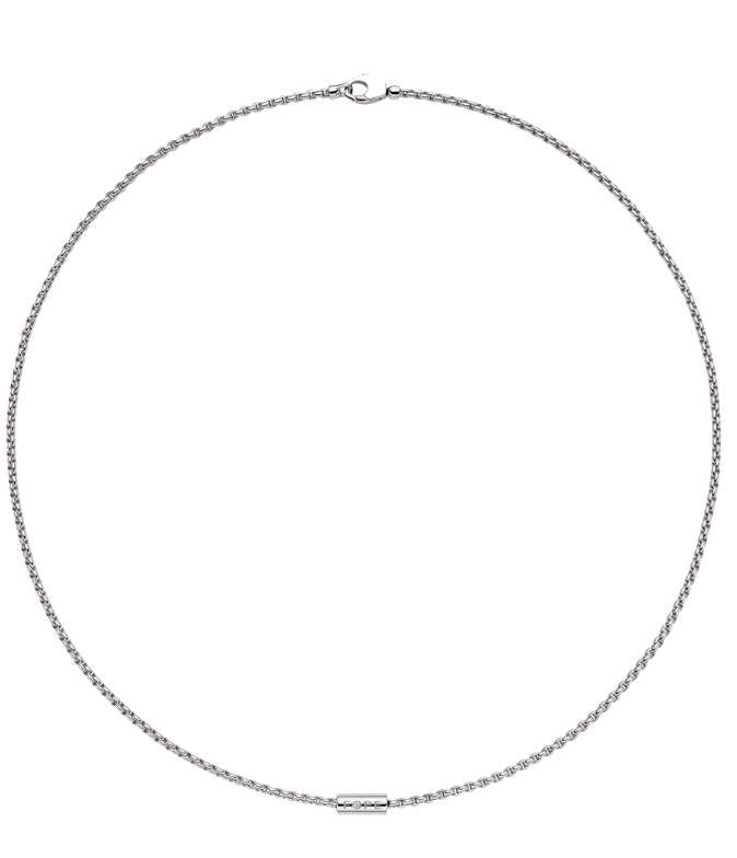 FOPE 18K White Gold Diamond Necklace 2 Diamond. Diamonds = ~0.02 Ctw