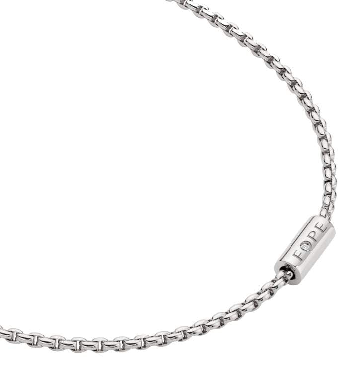 FOPE 18K White Gold Diamond Necklace 2 Diamond. Diamonds = ~0.02 Ctw
