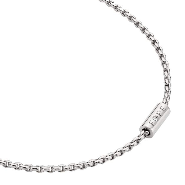 FOPE 18K White Gold Diamond Necklace 2 Diamond. Diamonds = ~0.02 Ctw
