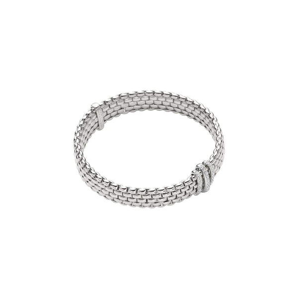 FOPE Flex'It Panorama 18K White Gold 0.23Ctw Diamond Bracelet. (Size M)