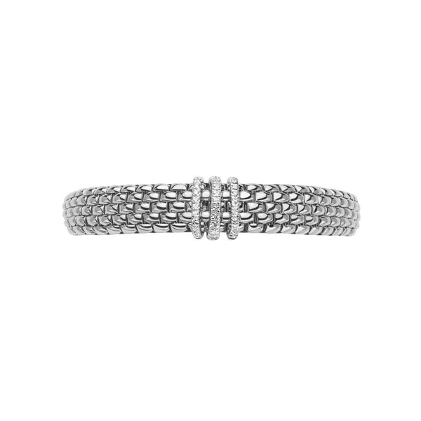 FOPE Flex'It Panorama 18K White Gold 0.23Ctw Diamond Bracelet. (Size M)