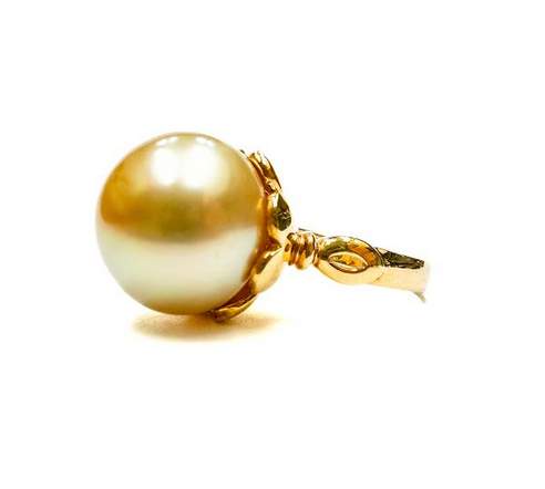 18K Yellow Gold Golden South Sea Pearl Ring