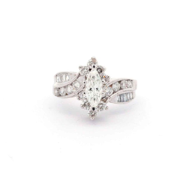 14K White Gold 0.70ct Marquise Diamond Ring