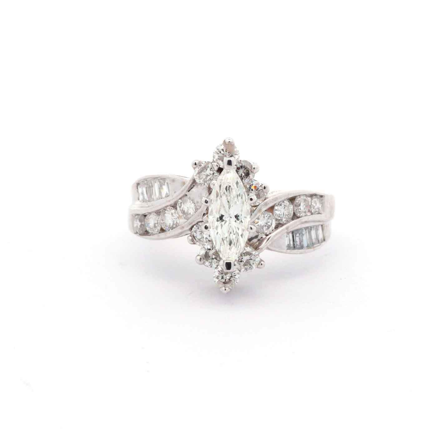 14K White Gold 0.70ct Marquise Diamond Ring