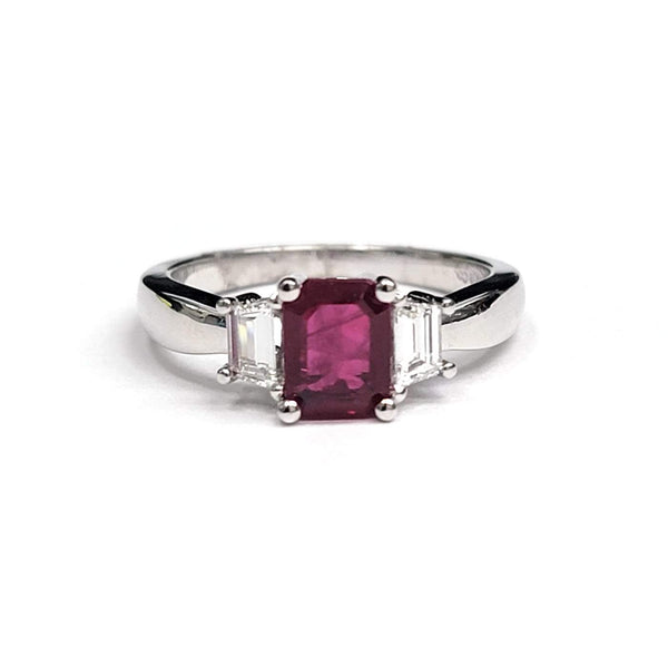 18K White Gold 1.20Ctw Ruby And 0.37Ctw Diamond Ring Provident Jewelery