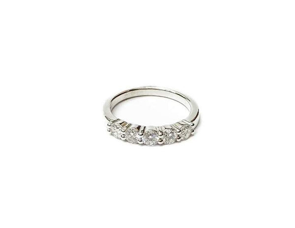 14K White Gold 0.70ctw (H/SI1-SI2) Round Brilliant Diamond 5 Stone Shared Prong Band Provident Jewelery