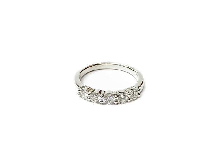 14K White Gold Five Stone Diamond Band 0.70ctw