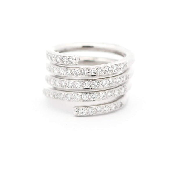 14K White Gold  ~1.04Ctw Diamond 5 Row Spiral Ring Provident Jewelery