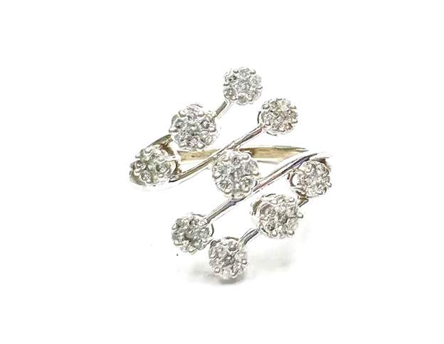 14K White Gold .75ct Diamond Station Ring